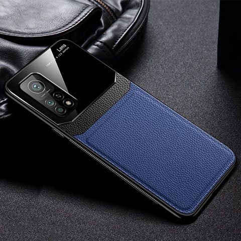 Coque Silicone Gel Motif Cuir Housse Etui FL1 pour Xiaomi Redmi K30S 5G Bleu