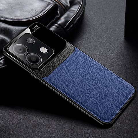 Coque Silicone Gel Motif Cuir Housse Etui FL1 pour Xiaomi Redmi Note 13 5G Bleu