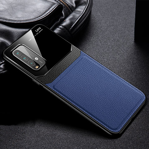 Coque Silicone Gel Motif Cuir Housse Etui FL1 pour Xiaomi Redmi Note 9 4G Bleu