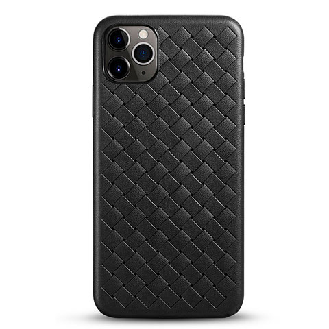 Coque Silicone Gel Motif Cuir Housse Etui G01 pour Apple iPhone 11 Pro Max Noir