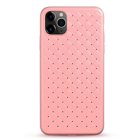 Coque Silicone Gel Motif Cuir Housse Etui G01 pour Apple iPhone 11 Pro Max Rose