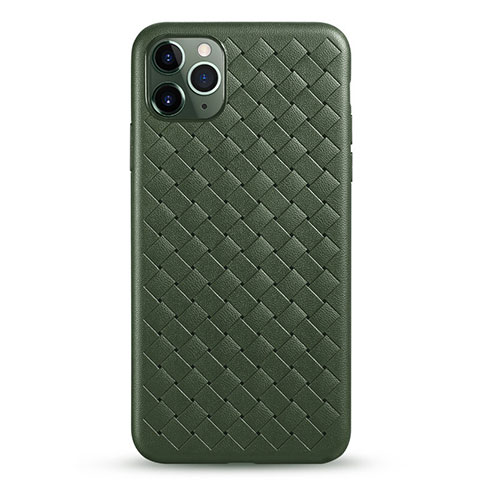 Coque Silicone Gel Motif Cuir Housse Etui G01 pour Apple iPhone 11 Pro Max Vert