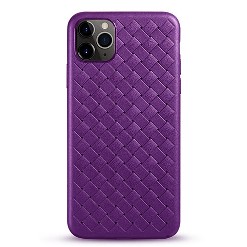 Coque Silicone Gel Motif Cuir Housse Etui G01 pour Apple iPhone 11 Pro Max Violet