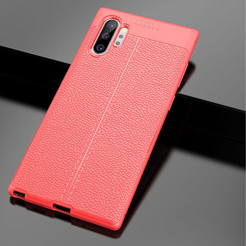 Coque Silicone Gel Motif Cuir Housse Etui G01 pour Samsung Galaxy Note 10 Plus 5G Rouge