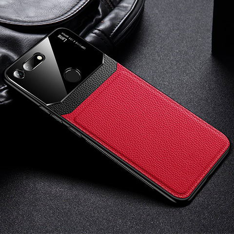 Coque Silicone Gel Motif Cuir Housse Etui H01 pour Huawei Honor V20 Rouge