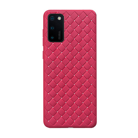 Coque Silicone Gel Motif Cuir Housse Etui H01 pour Huawei Honor V30 Pro 5G Rouge