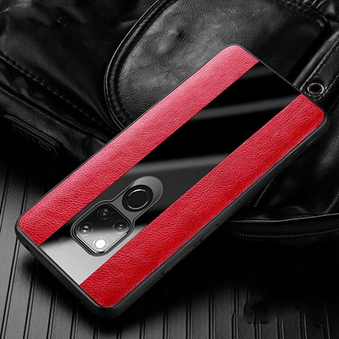 Coque Silicone Gel Motif Cuir Housse Etui H01 pour Huawei Mate 20 X 5G Rouge