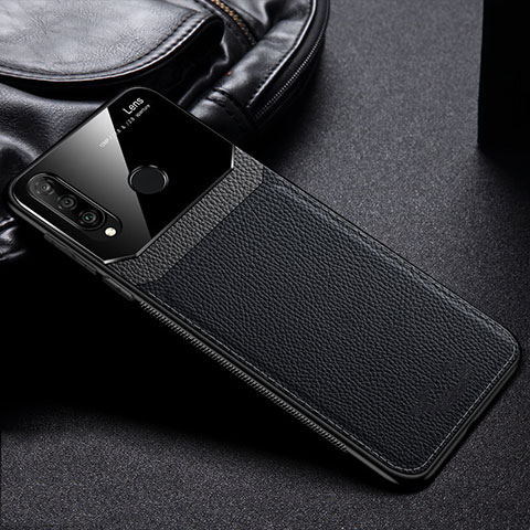 Coque Silicone Gel Motif Cuir Housse Etui H01 pour Huawei P30 Lite New Edition Noir