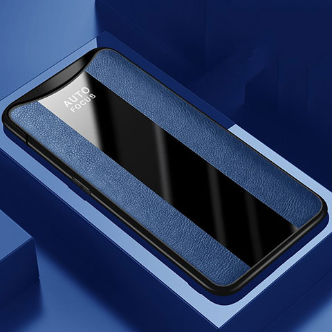 Coque Silicone Gel Motif Cuir Housse Etui H01 pour Oppo Find X Super Flash Edition Bleu