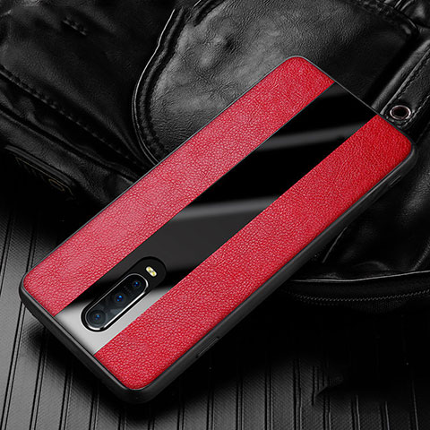 Coque Silicone Gel Motif Cuir Housse Etui H01 pour Oppo R17 Pro Rouge