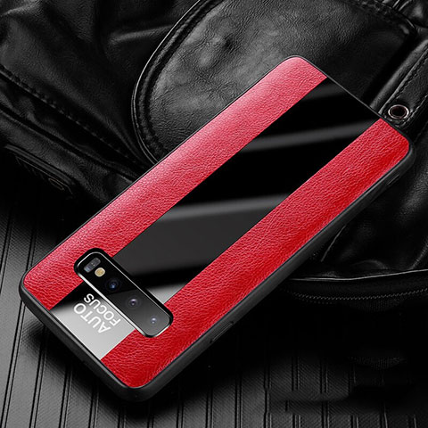 Coque Silicone Gel Motif Cuir Housse Etui H01 pour Samsung Galaxy S10 5G Rouge