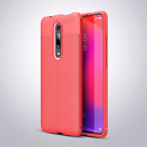 Coque Silicone Gel Motif Cuir Housse Etui H01 pour Xiaomi Mi 9T Pro Rouge