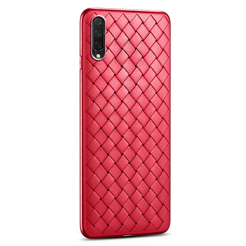 Coque Silicone Gel Motif Cuir Housse Etui H01 pour Xiaomi Mi A3 Rouge