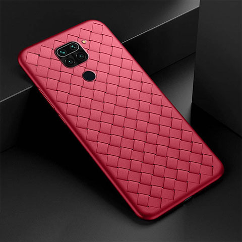 Coque Silicone Gel Motif Cuir Housse Etui H01 pour Xiaomi Redmi Note 9 Rouge