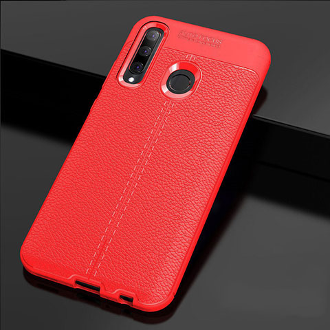 Coque Silicone Gel Motif Cuir Housse Etui H02 pour Huawei Honor 10i Rouge