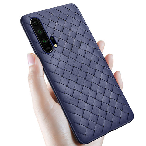 Coque Silicone Gel Motif Cuir Housse Etui H02 pour Huawei Honor 20 Pro Bleu