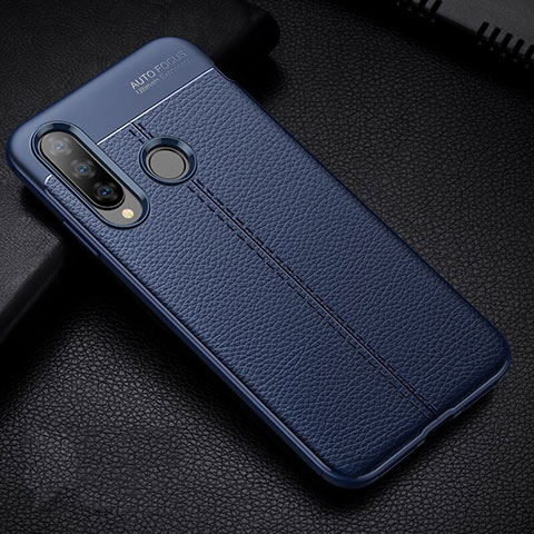 Coque Silicone Gel Motif Cuir Housse Etui H02 pour Huawei Nova 4e Bleu