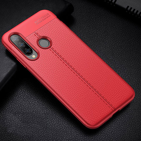 Coque Silicone Gel Motif Cuir Housse Etui H02 pour Huawei Nova 4e Rouge