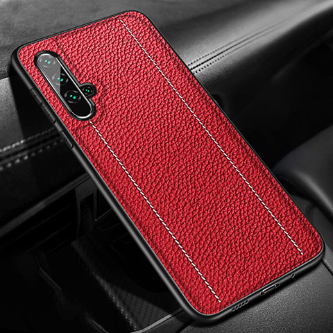 Coque Silicone Gel Motif Cuir Housse Etui H02 pour Huawei Nova 5T Rouge