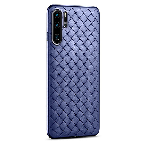 Coque Silicone Gel Motif Cuir Housse Etui H02 pour Huawei P30 Pro Bleu