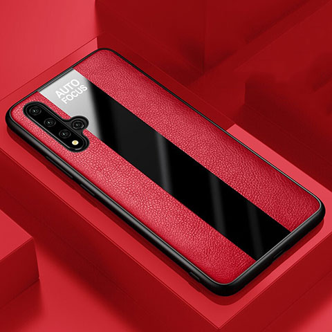 Coque Silicone Gel Motif Cuir Housse Etui H03 pour Huawei Honor 20S Rouge