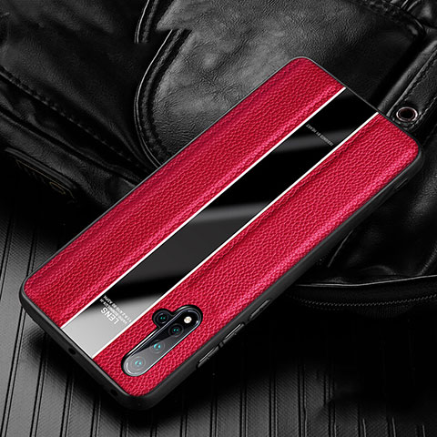 Coque Silicone Gel Motif Cuir Housse Etui H03 pour Huawei Nova 5 Pro Rouge