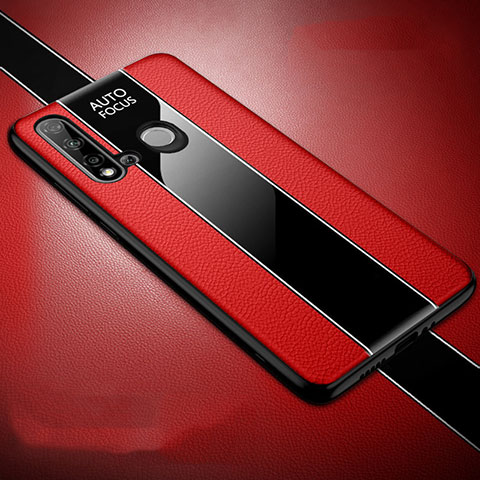 Coque Silicone Gel Motif Cuir Housse Etui H03 pour Huawei P20 Lite (2019) Rouge