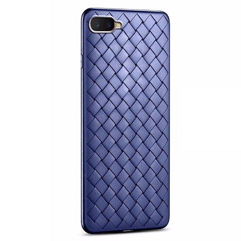 Coque Silicone Gel Motif Cuir Housse Etui H03 pour Oppo K1 Bleu