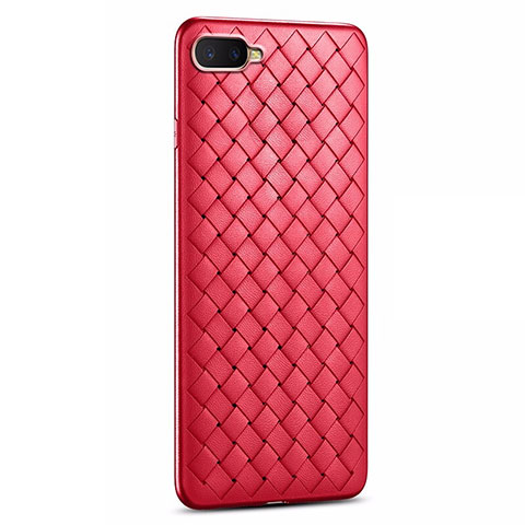 Coque Silicone Gel Motif Cuir Housse Etui H03 pour Oppo R17 Neo Rouge