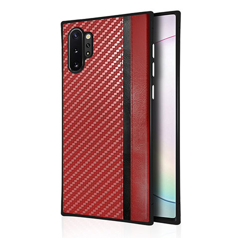 Coque Silicone Gel Motif Cuir Housse Etui H03 pour Samsung Galaxy Note 10 Plus Rouge