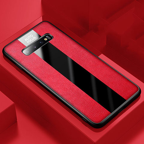 Coque Silicone Gel Motif Cuir Housse Etui H03 pour Samsung Galaxy S10 5G Rouge