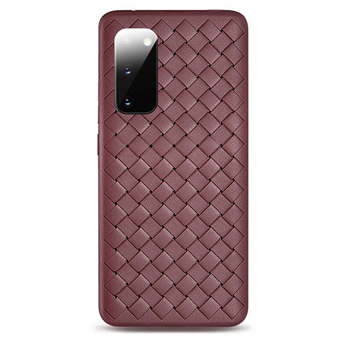 Coque Silicone Gel Motif Cuir Housse Etui H03 pour Samsung Galaxy S20 5G Marron