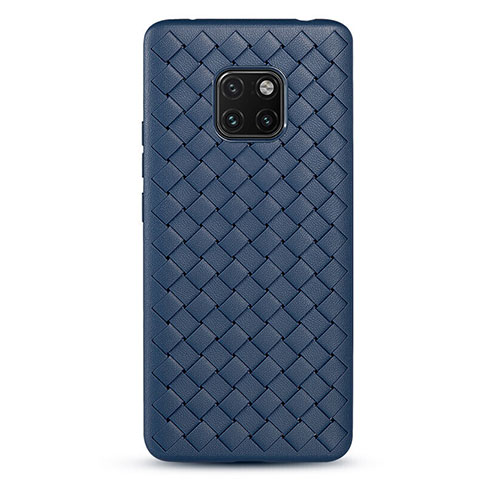 Coque Silicone Gel Motif Cuir Housse Etui H04 pour Huawei Mate 20 Pro Bleu