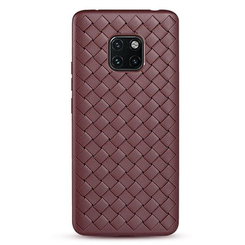 Coque Silicone Gel Motif Cuir Housse Etui H04 pour Huawei Mate 20 Pro Marron