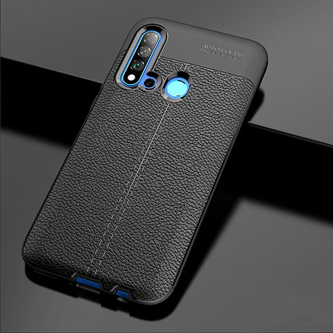 Coque Silicone Gel Motif Cuir Housse Etui H04 pour Huawei P20 Lite (2019) Noir