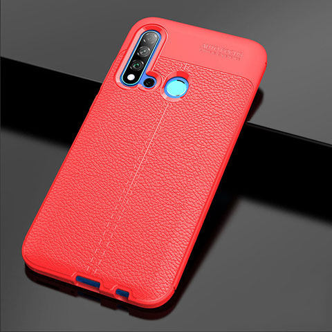 Coque Silicone Gel Motif Cuir Housse Etui H04 pour Huawei P20 Lite (2019) Rouge