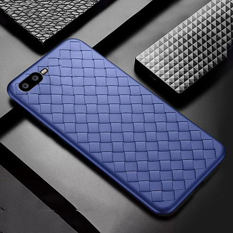 Coque Silicone Gel Motif Cuir Housse Etui H04 pour Oppo R17 Neo Bleu