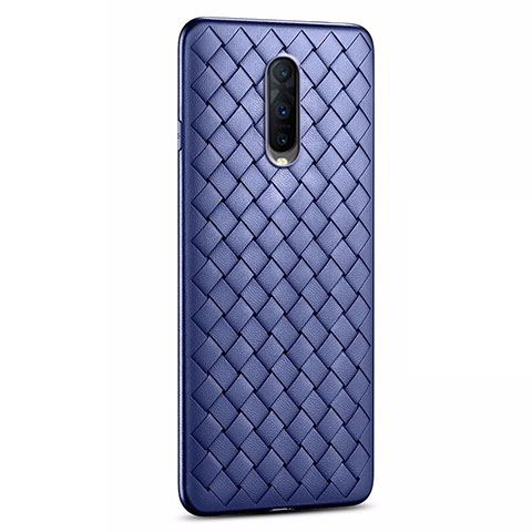 Coque Silicone Gel Motif Cuir Housse Etui H04 pour Oppo R17 Pro Bleu