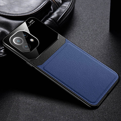 Coque Silicone Gel Motif Cuir Housse Etui H04 pour Xiaomi Mi 11 Lite 4G Bleu