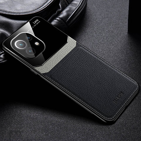 Coque Silicone Gel Motif Cuir Housse Etui H04 pour Xiaomi Mi 11 Lite 5G NE Noir