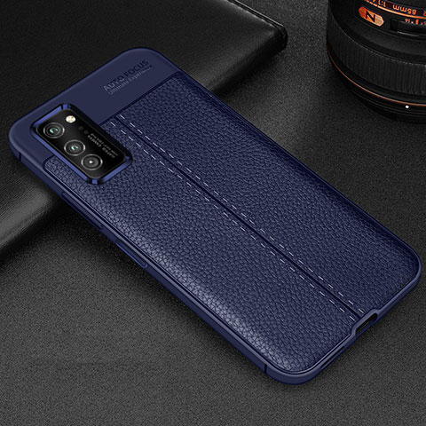 Coque Silicone Gel Motif Cuir Housse Etui H05 pour Huawei Honor V30 5G Bleu