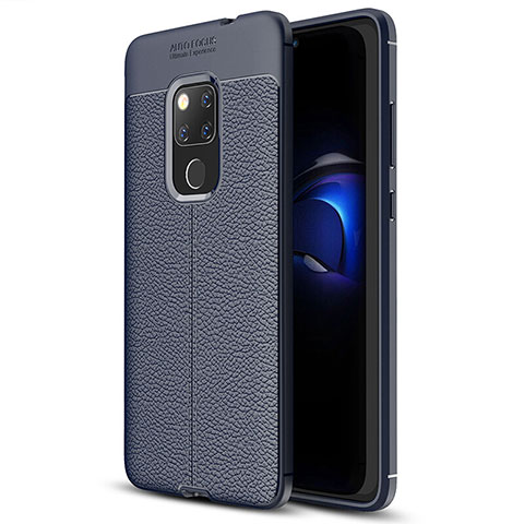 Coque Silicone Gel Motif Cuir Housse Etui H05 pour Huawei Mate 20 X 5G Bleu