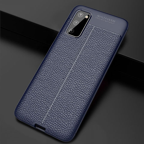 Coque Silicone Gel Motif Cuir Housse Etui H05 pour Samsung Galaxy S20 Bleu