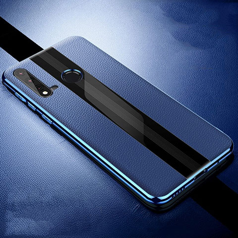 Coque Silicone Gel Motif Cuir Housse Etui H06 pour Huawei P20 Lite (2019) Bleu