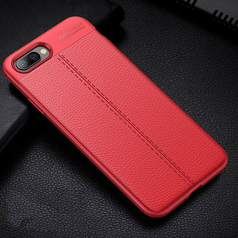 Coque Silicone Gel Motif Cuir Housse Etui H07 pour Oppo K1 Rouge