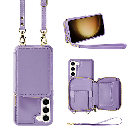 Coque Silicone Gel Motif Cuir Housse Etui JM1 pour Samsung Galaxy S23 Plus 5G Violet