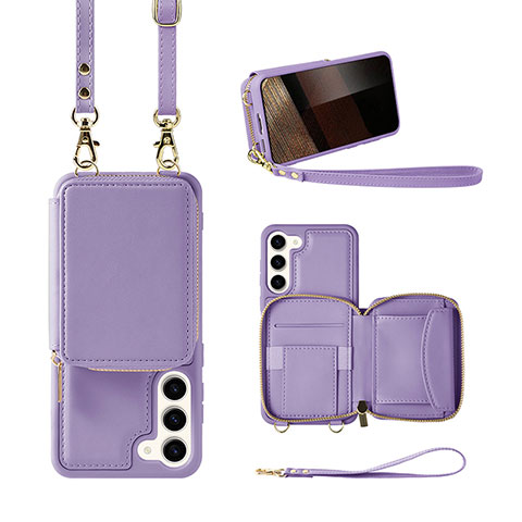 Coque Silicone Gel Motif Cuir Housse Etui JM1 pour Samsung Galaxy S24 Plus 5G Violet