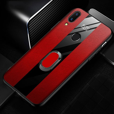 Coque Silicone Gel Motif Cuir Housse Etui L01 pour Huawei P20 Lite Rouge