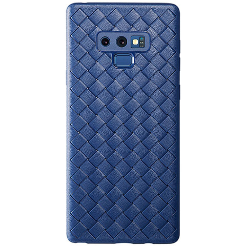 Coque Silicone Gel Motif Cuir Housse Etui L01 pour Samsung Galaxy Note 9 Bleu