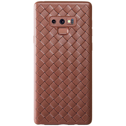 Coque Silicone Gel Motif Cuir Housse Etui L01 pour Samsung Galaxy Note 9 Marron